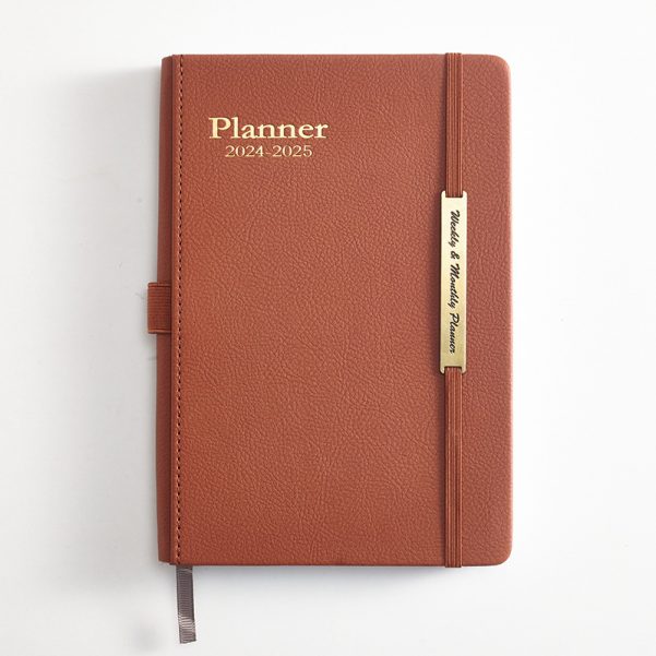 A5 Leather Cover Weekly Planner Notebook Custom Logo and Color Accept OEM and ODM - Image 4