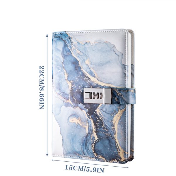 OEM ODM Marble Leather Password Lock Notebook Diary Accepts Customized Logo and Inner Pages - Image 3