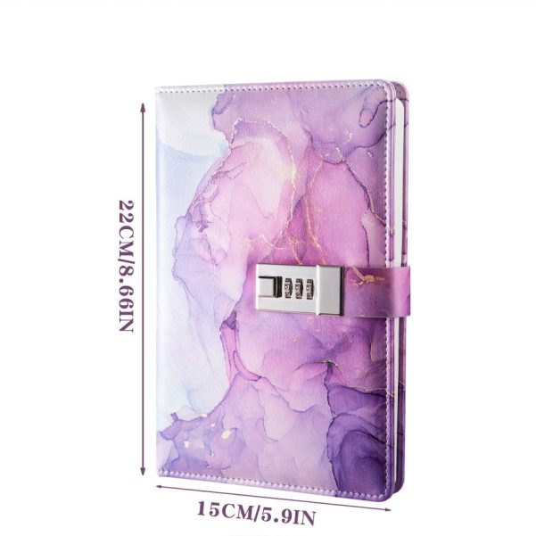 OEM ODM Marble Leather Password Lock Notebook Diary Accepts Customized Logo and Inner Pages - Image 4