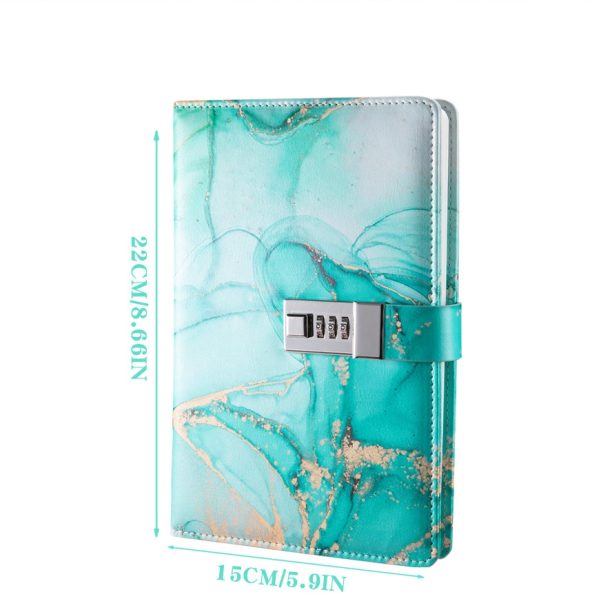 OEM ODM Marble Leather Password Lock Notebook Diary Accepts Customized Logo and Inner Pages - Image 5